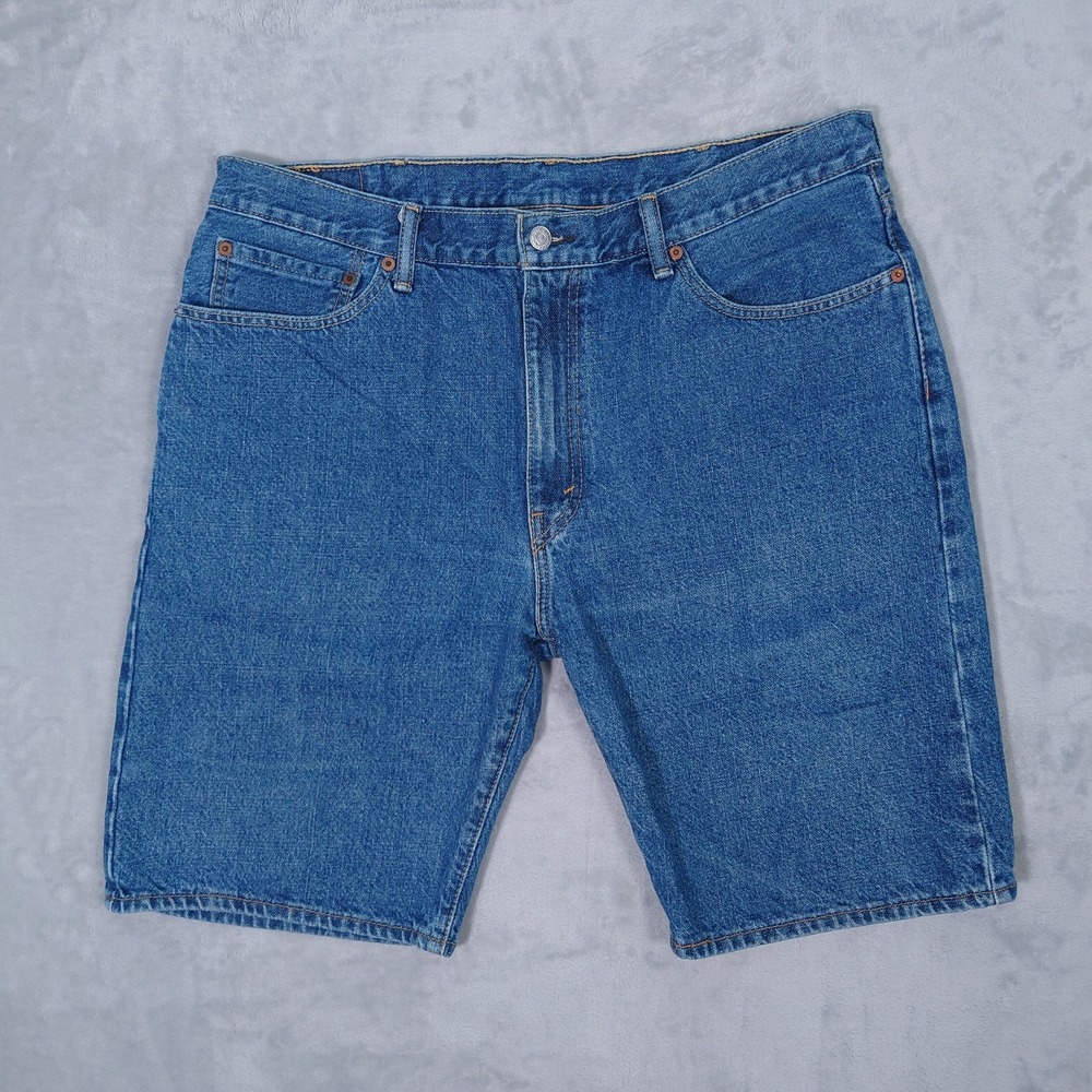 Levis 505 Jean Shorts Mens 38 x 9 Blue Denim Mid Wash Cotton Jorts 34505-2111